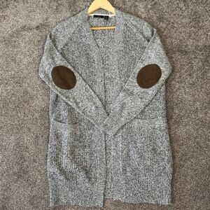 RDI Open Cardigan Elbow Patches Speckled NWOT Acrylic Cotton Academia Teacher